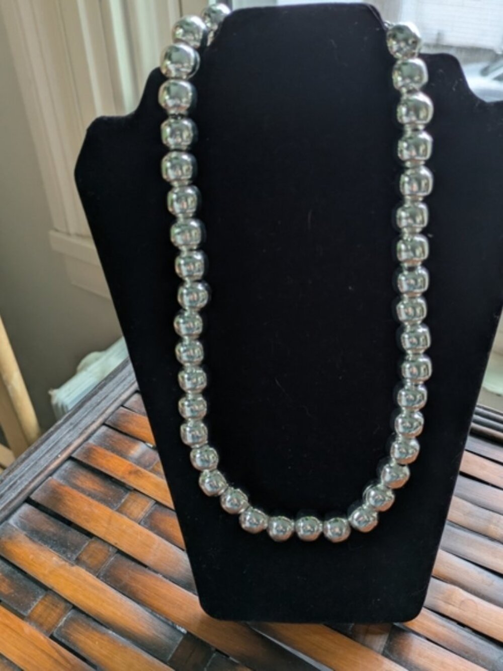 Faux Silver Ball Choker Necklace